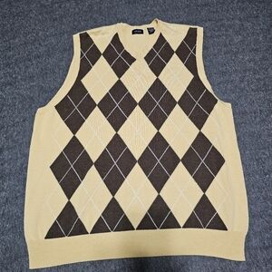 IZOD Men's Large Argyle Sweater Vest Blue/Grey Cotton